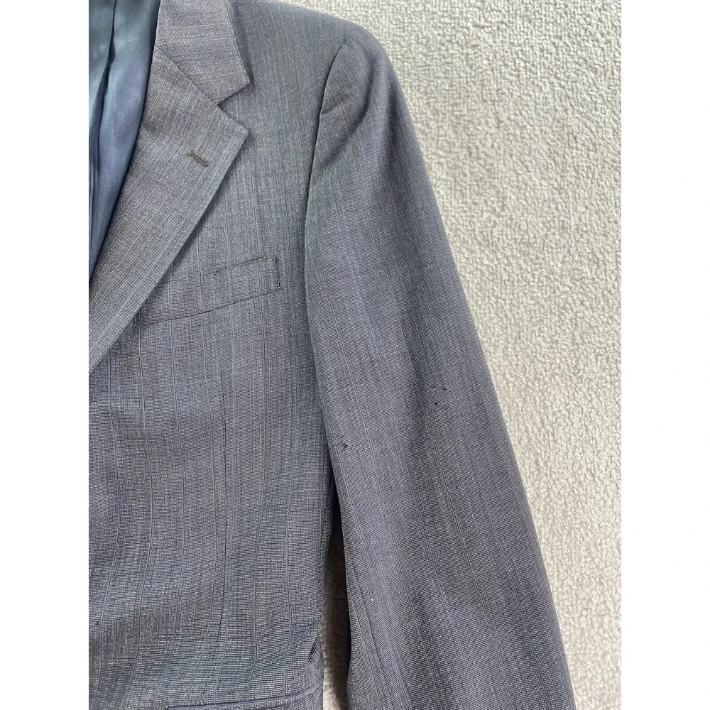 Polo University Club Suit Jacket 42 R Gray Wool Windowpane Ralph Lauren 90s USA